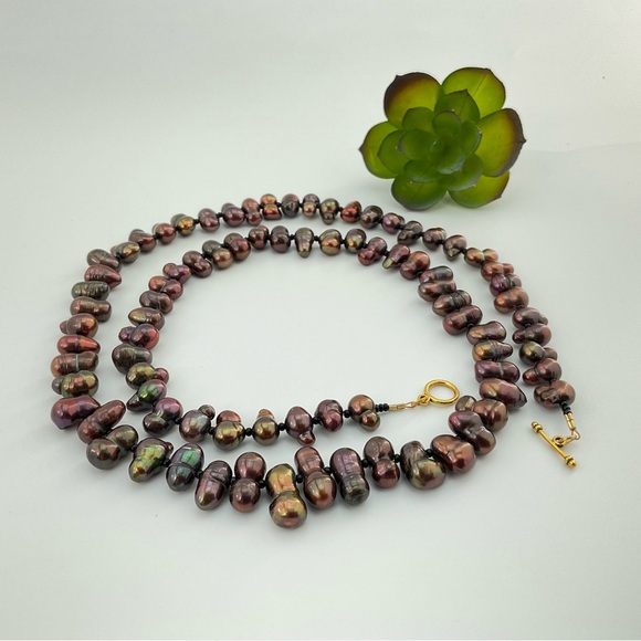 Burgundy Peanut Pearls, Handmade, 18.75” L, Chunky, Funky, Festive, Fun - Picture 9 of 11